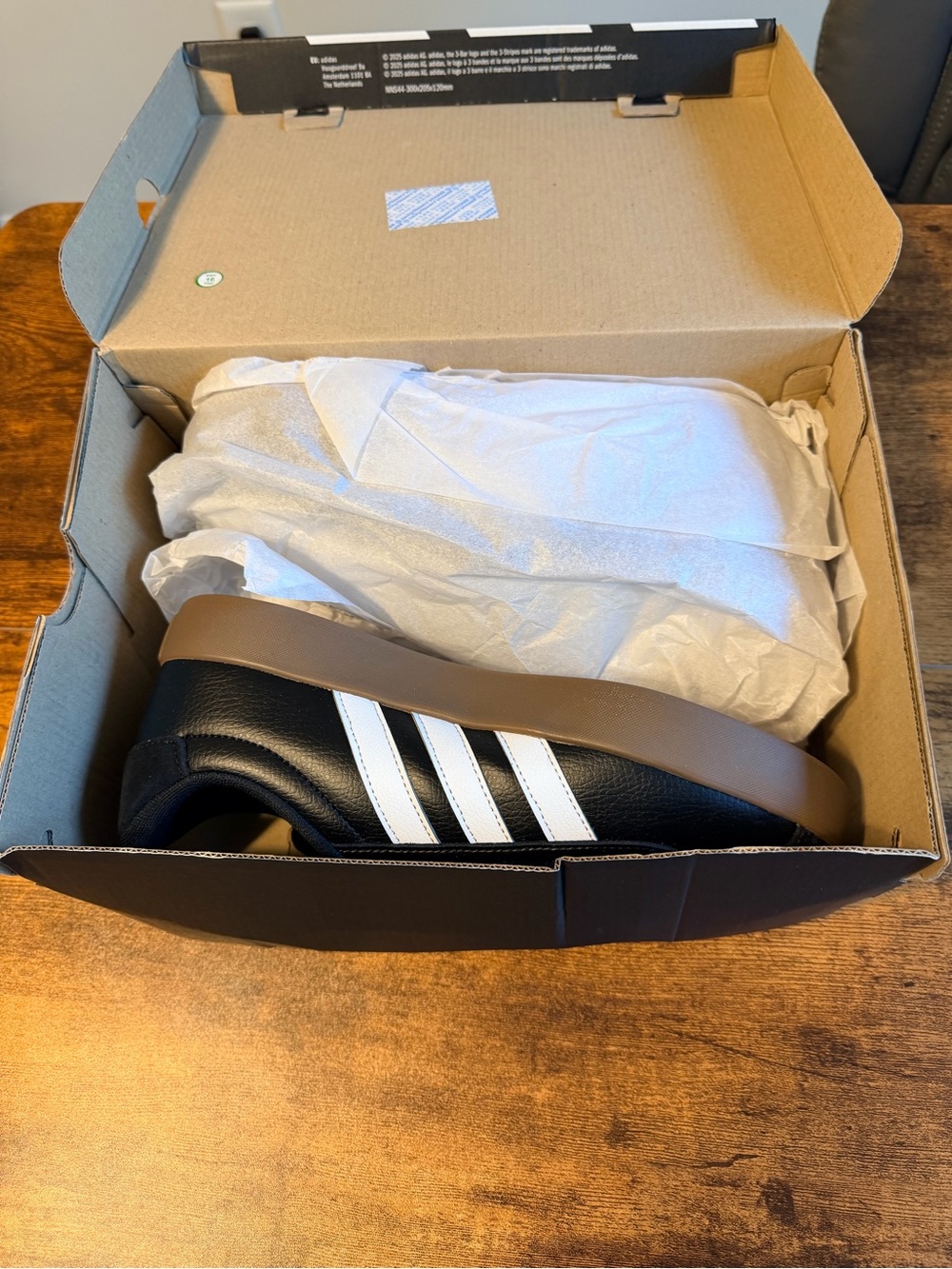 adidas Black Sneakers with White Stripes and Gum Outsole W8 - Picture 2 of 8
